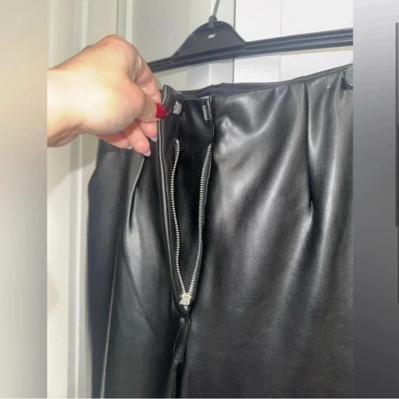 Abercrombie & Fitch Vegan Leather Flared Pants - Picture 3 of 8